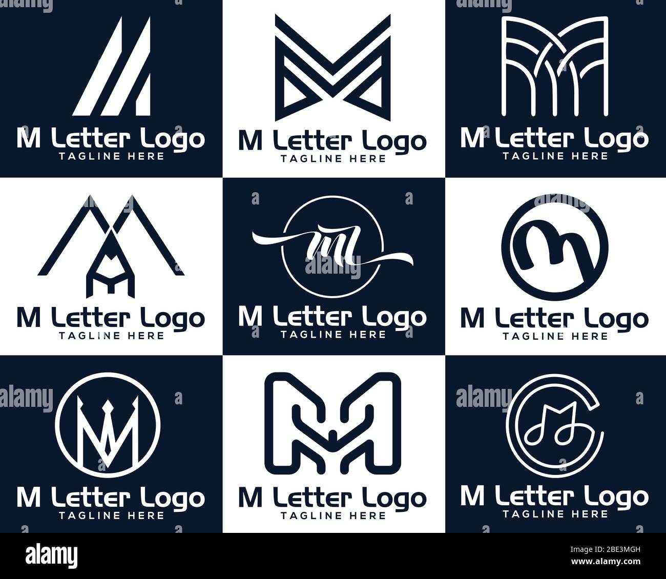 Modern and creative M letter logo design.Letter M black and white logo. Stock Vector