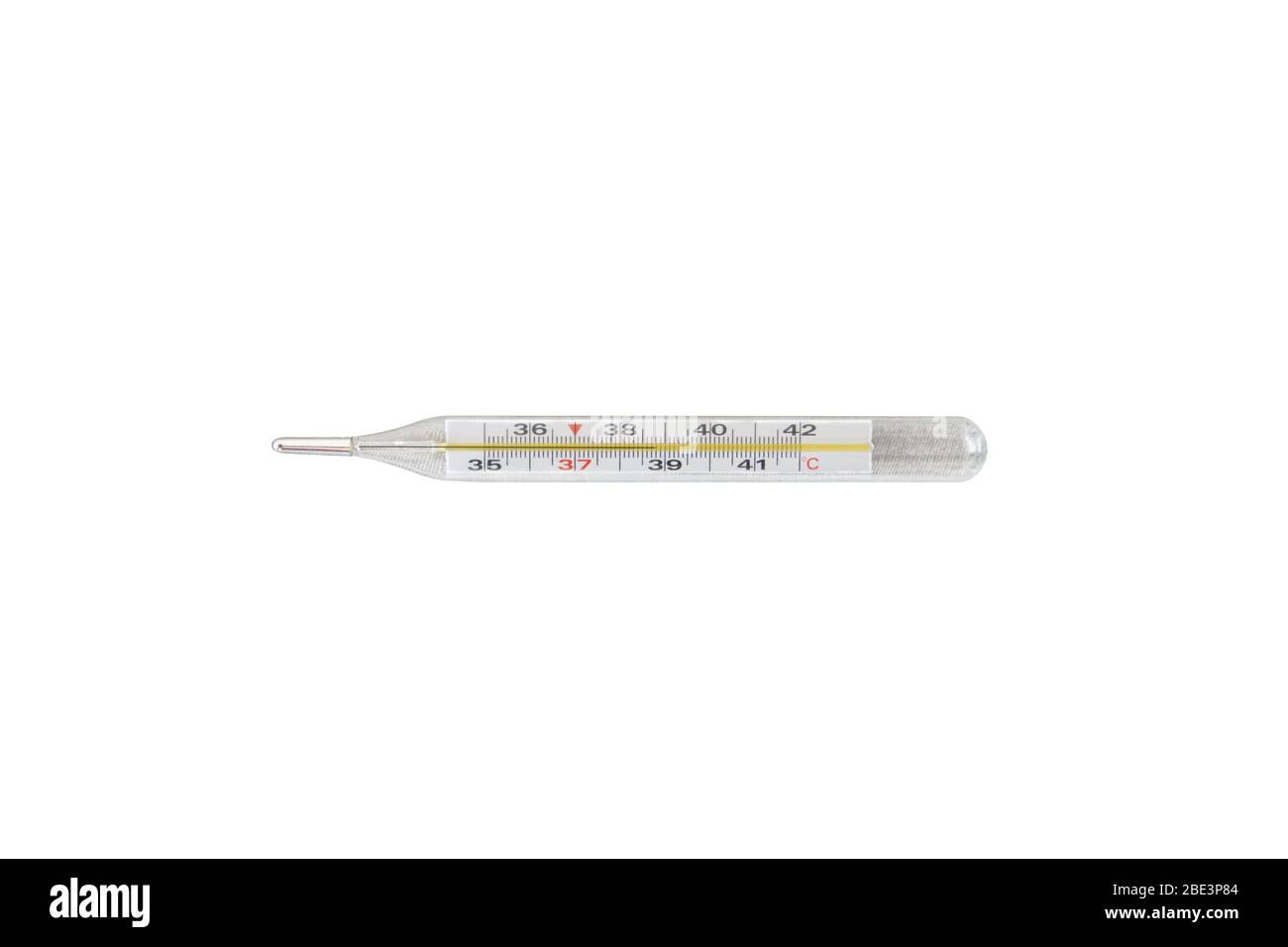 high temperature mercury thermometer.On a white background. Isolate
