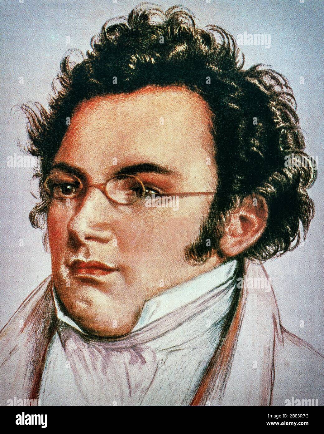 A portrait of Franz Peter Schubert (1797-1828) was an Austrian composer of the late Classical and early Romantic eras. Despite his short lifetime, Schubert left behind more than 600 secular vocal works, seven complete symphonies, sacred music, operas, incidental music and a large body of piano and chamber music. (artist unknown) Stock Photo