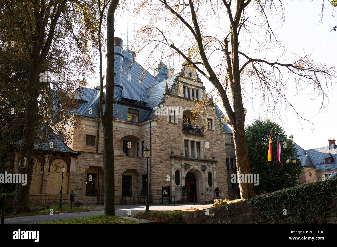 The Schloss Hotel Wolfsbrunnen in a 1904 castle in the Werra Valley in Meinhard, Hesse, Germany. Stock Photo