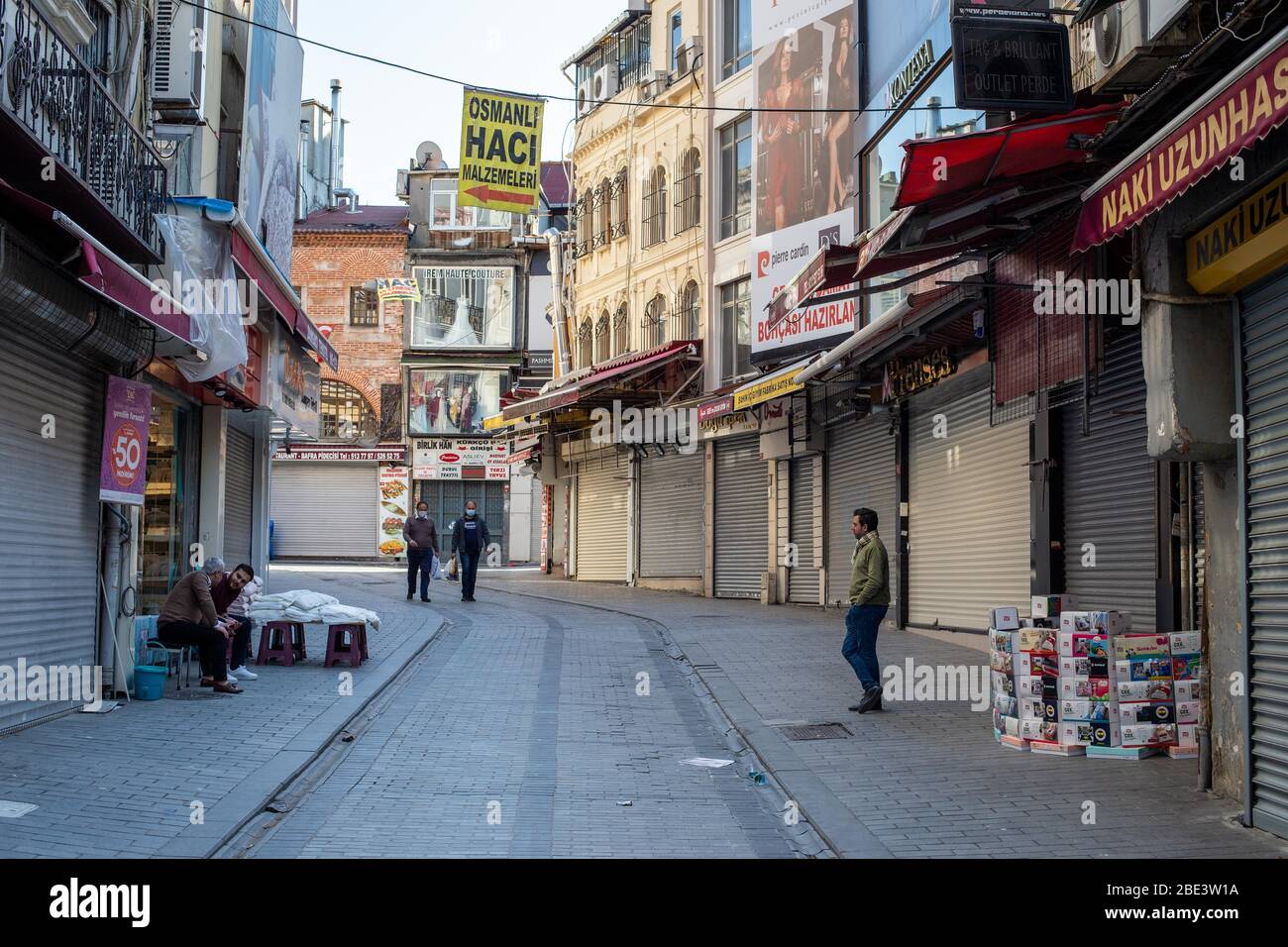 April 10 2020 Empty View Of Mahmutpasha Bazaar Which Is A Shopping Street Ina Istanbul A