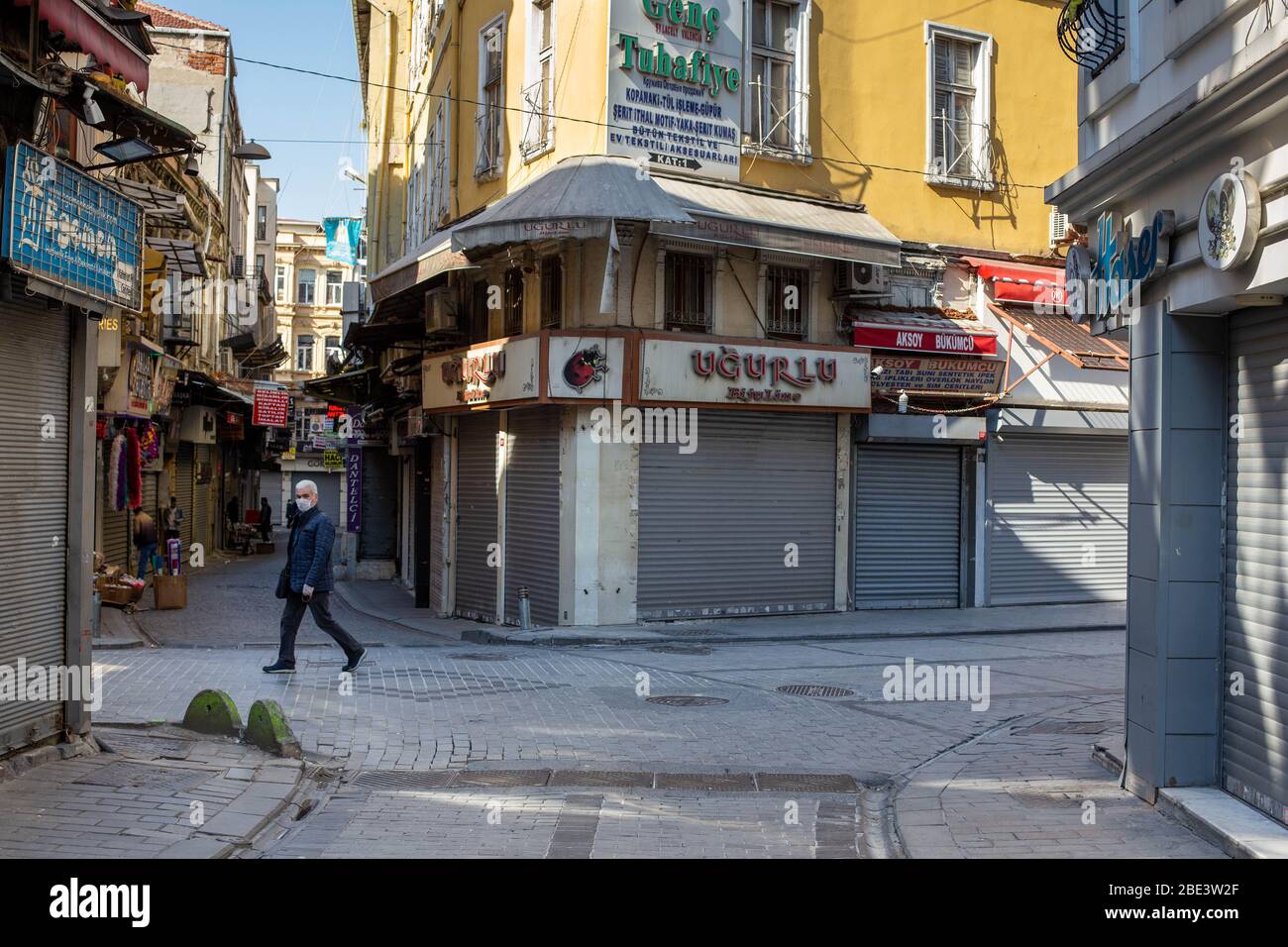 April 10 2020 Empty View Of Mahmutpasha Bazaar Which Is A Shopping Street Ina Istanbul A