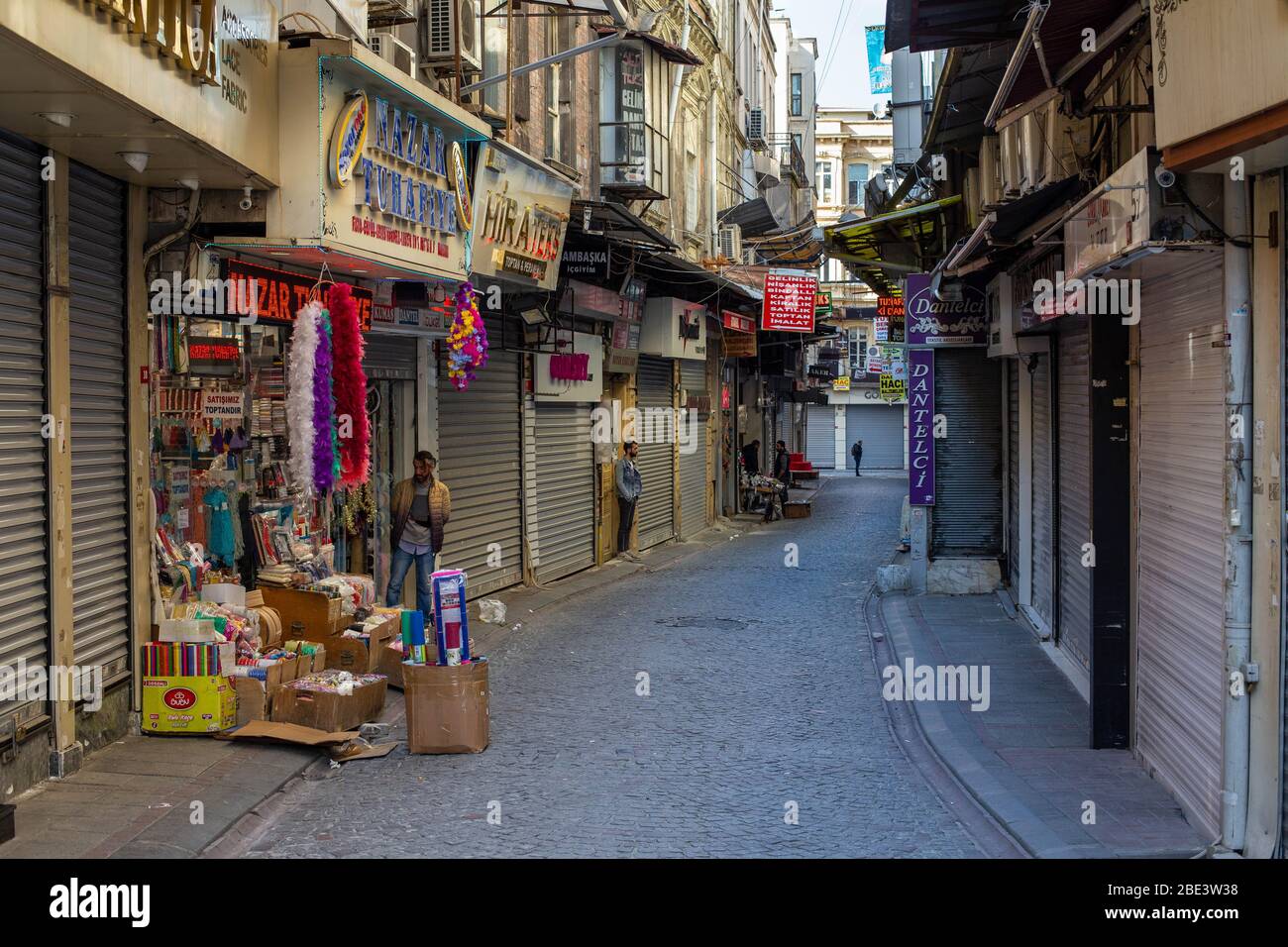 April 10 2020 Empty View Of Mahmutpasha Bazaar Which Is A Shopping Street Ina Istanbul A