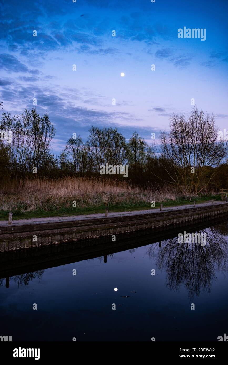 Sunset around River Green, Thorpe St Andrew, Norwich, Norfolk Stock