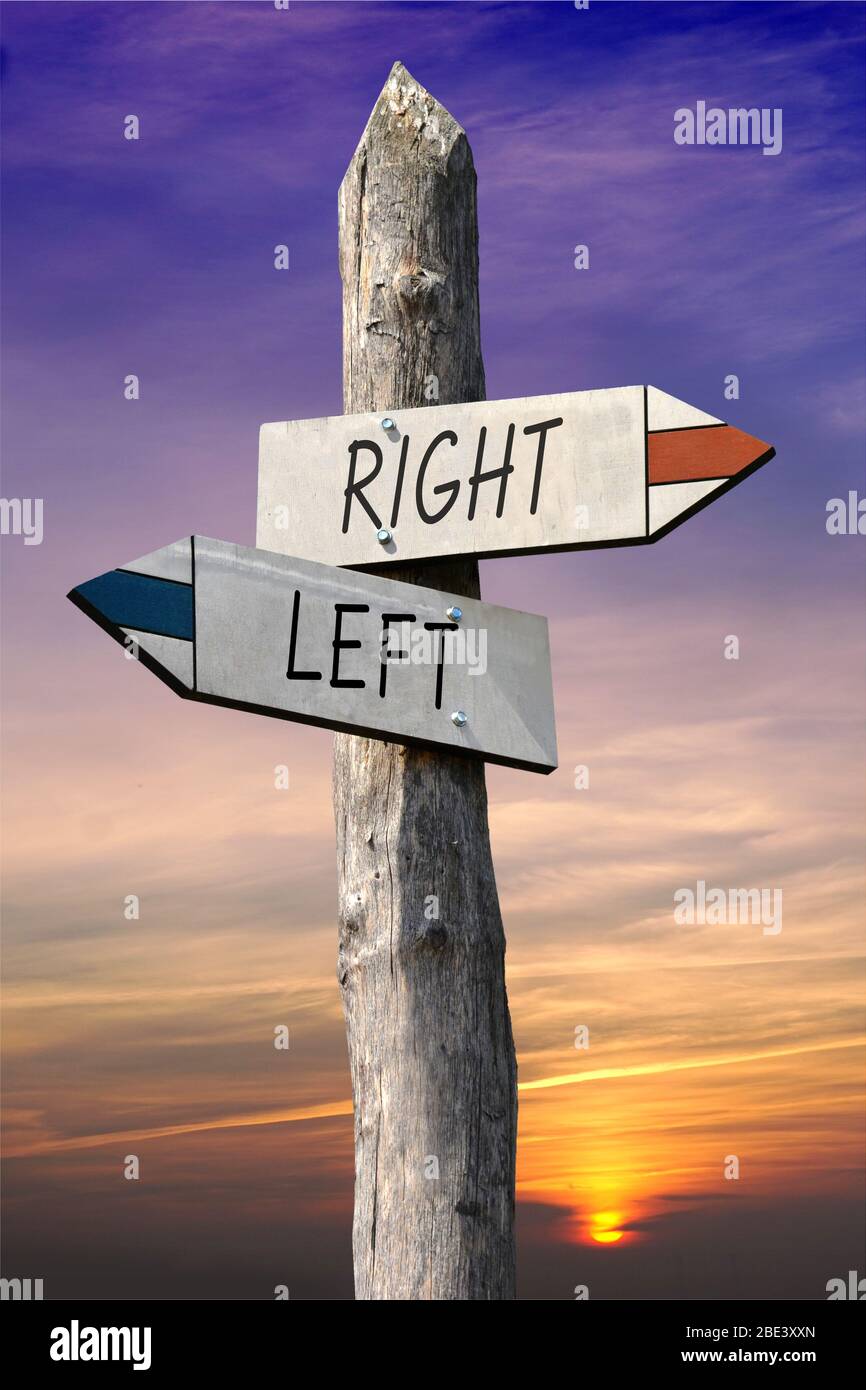 Right and left signpost Stock Photo - Alamy