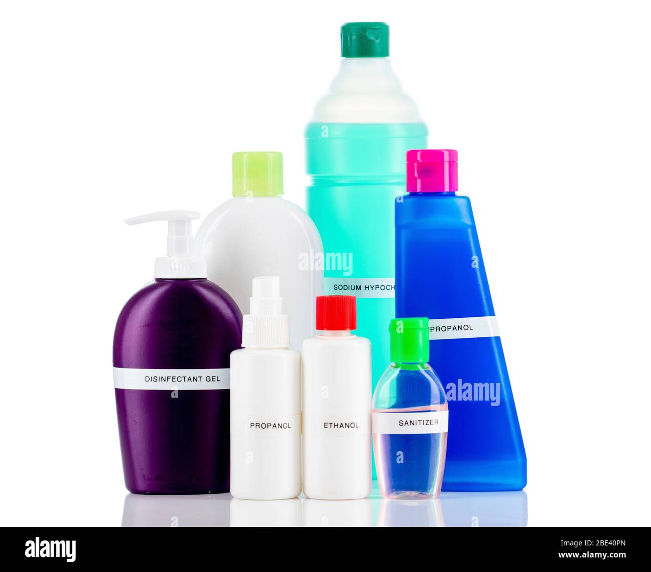 Bottles of disinfectant. Stock Photo