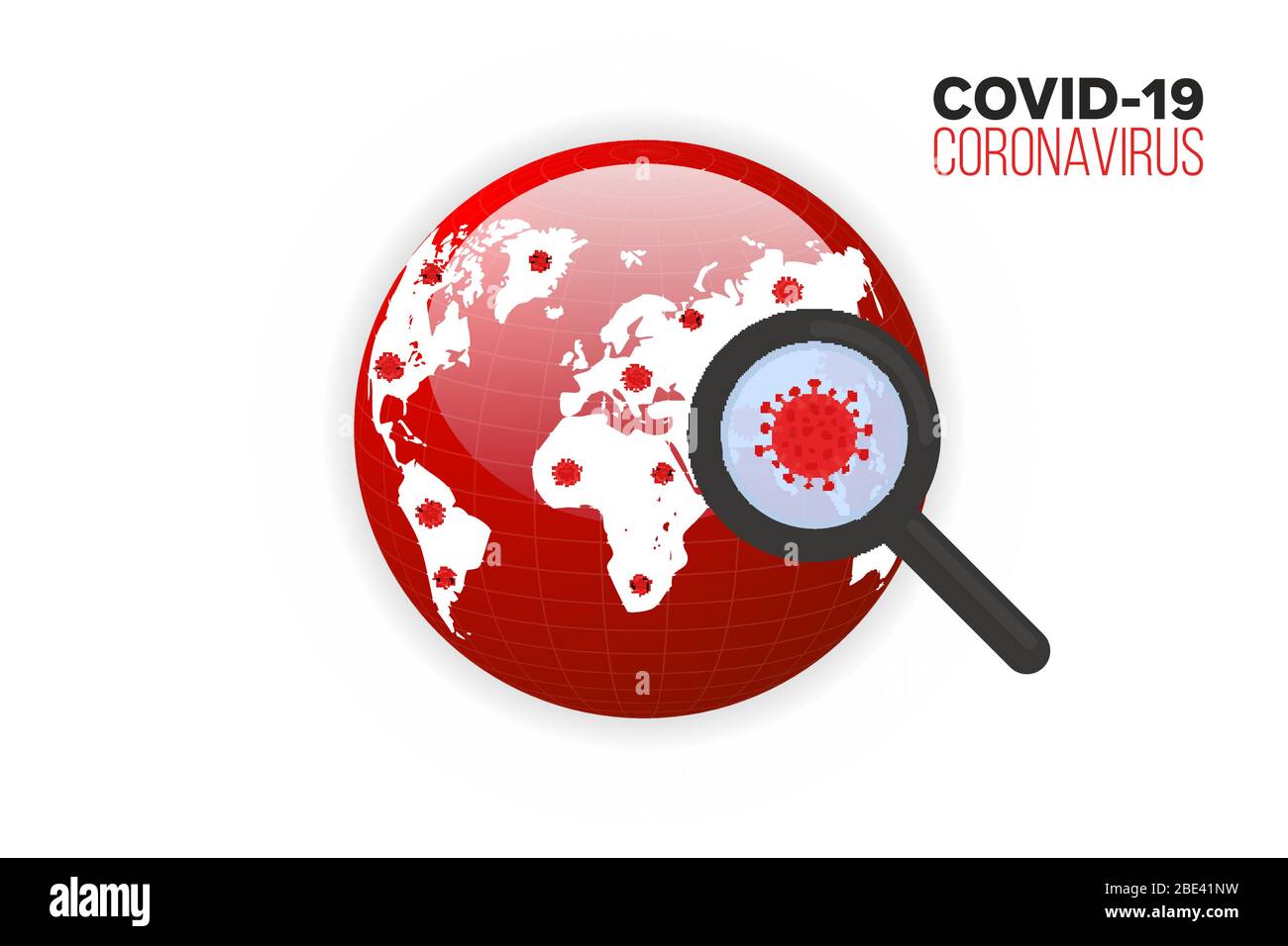 Spread of corona virus on the world map background, search virus icon ...