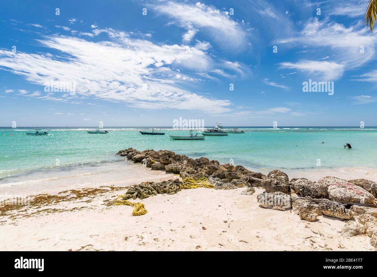 View of Worthing Beach, Barbados, West Indies, Caribbean, Central America Stock Photo