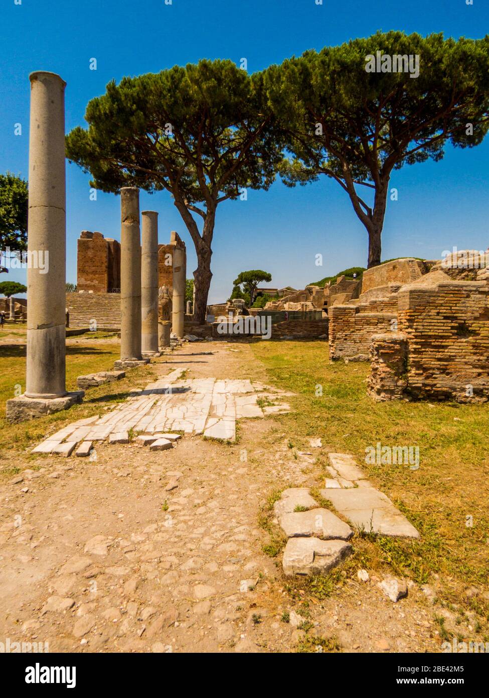 Ancient Roman Archaeological Site of Ostia Antica in Rome, Italy Stock Photo
