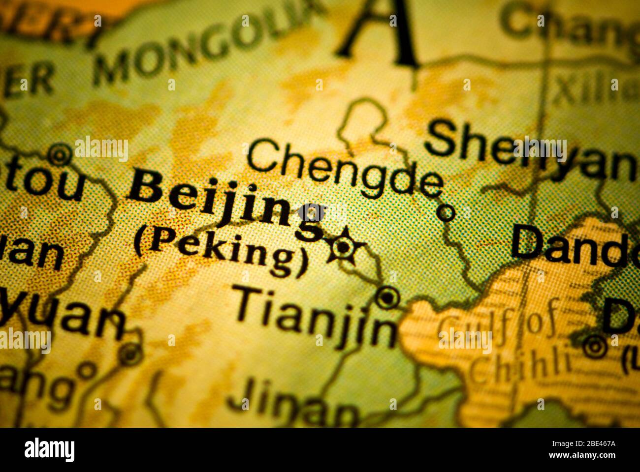 beijing on a globe / right in the heart of china / olympic venue Stock Photo