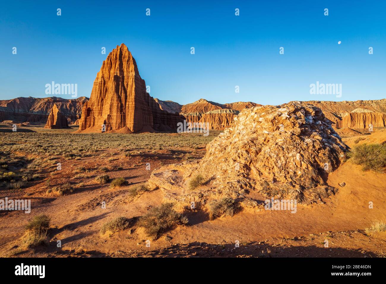 Glass Mountain and the Temple of the Sun in Capitol Reef National Park Utah Stock Photo