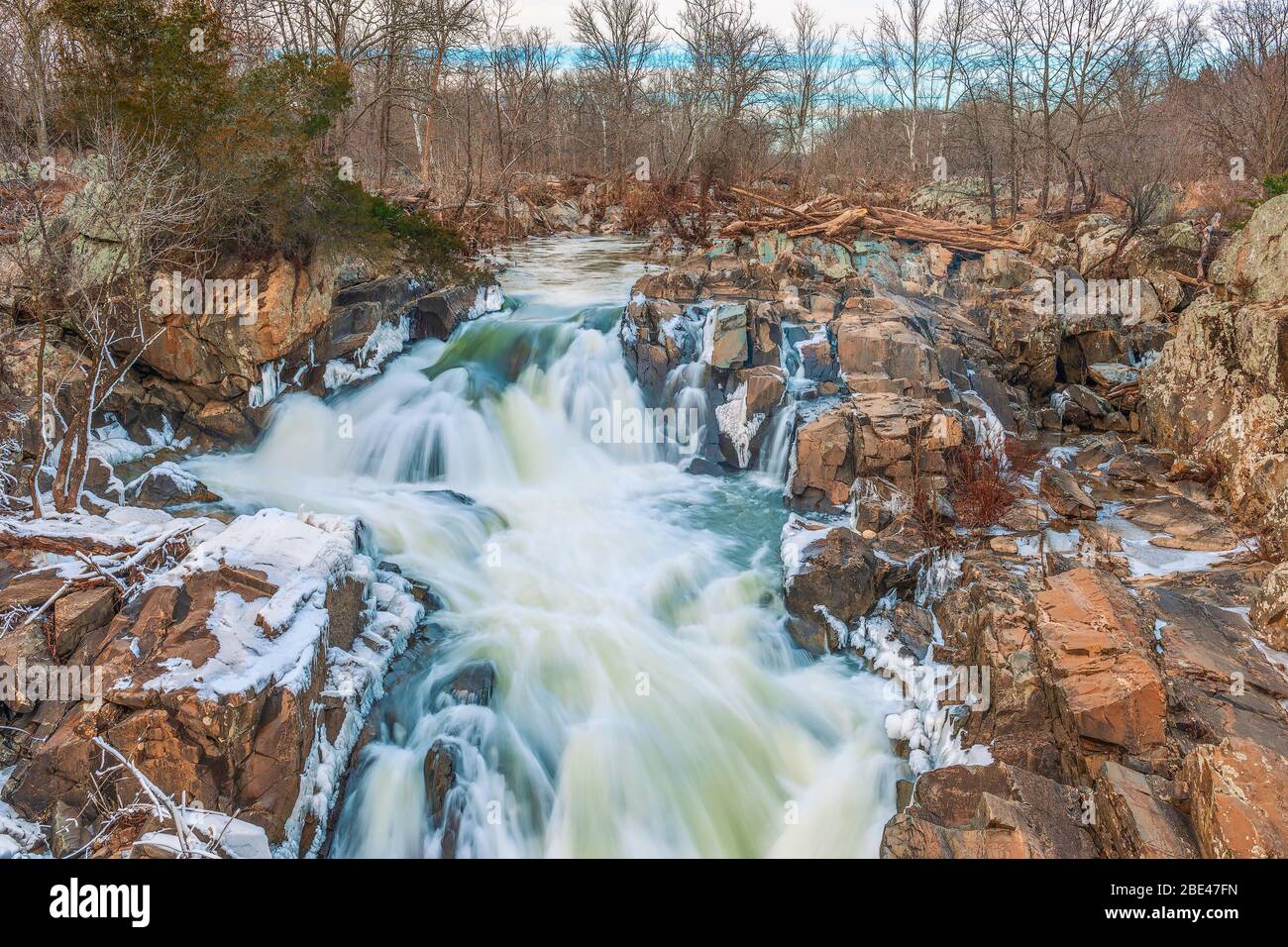 Winter view of Great Falls of the Potomac River. C&O Canal National