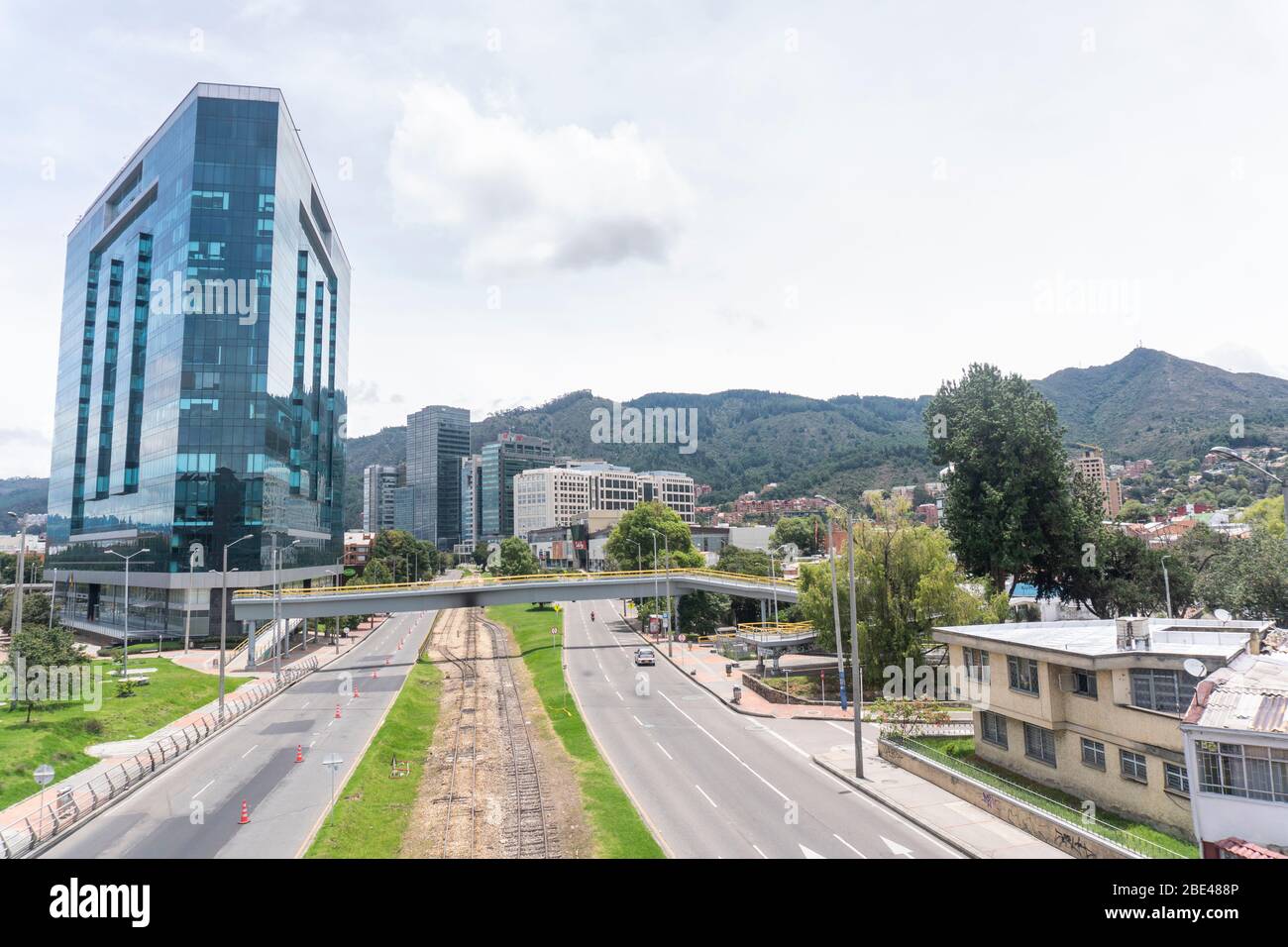 The streets of the city of Bogota, empty, by the quarantine decreed by the national government to stop the spread of the corona virus, COVID-19 Stock Photo