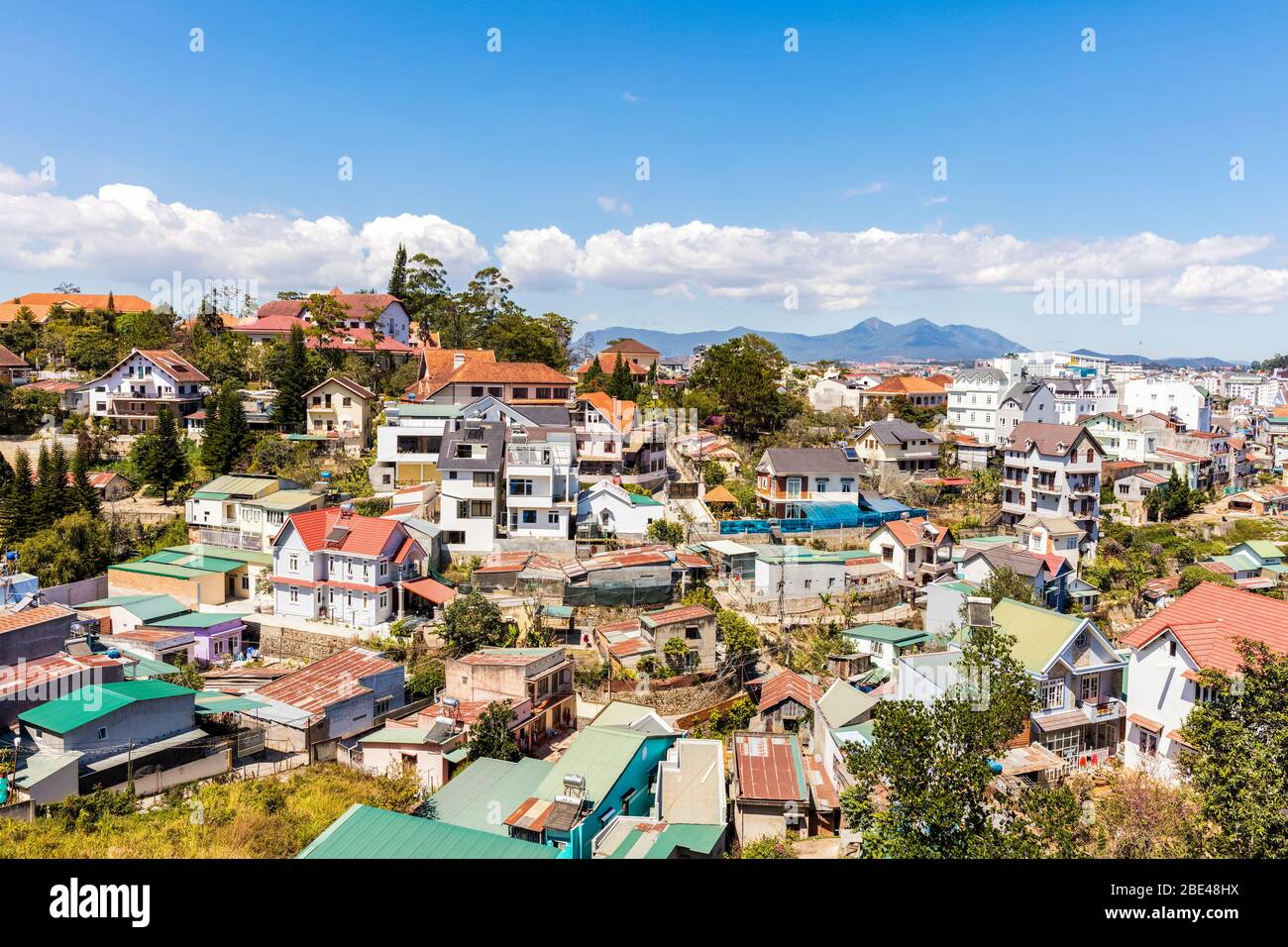 Colourful cityscape of Da Lat; Da Lat, Lam Dong Province, Vietnam Stock Photo