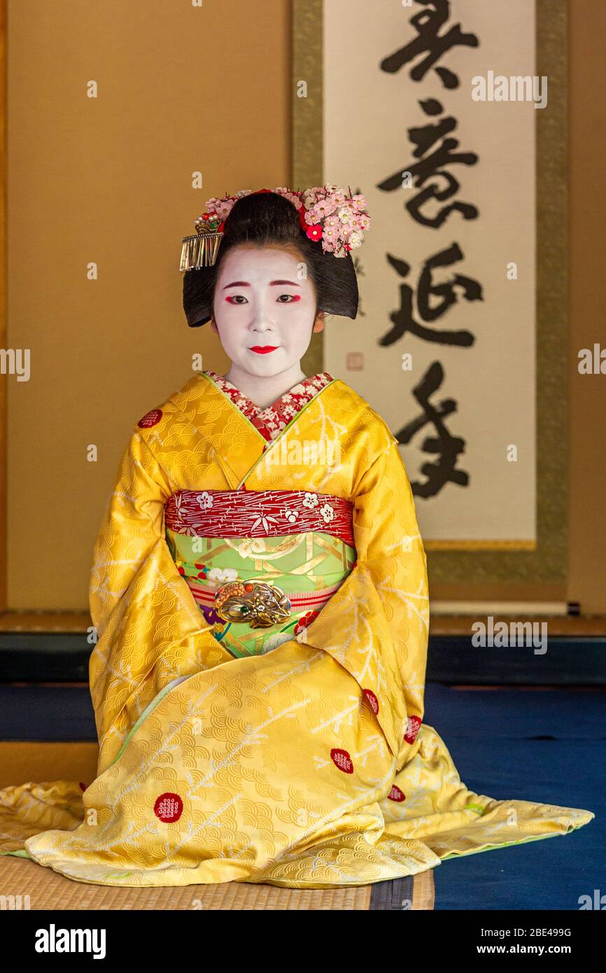 Portraits of a Maiko in Kyoto, Japan Stock Photo