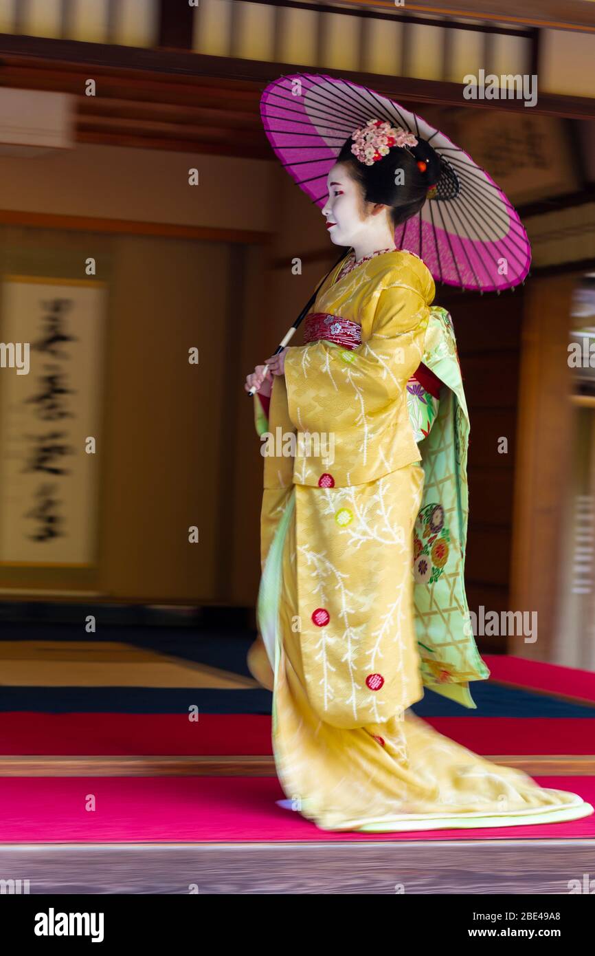 Portraits of a Maiko in Kyoto, Japan Stock Photo