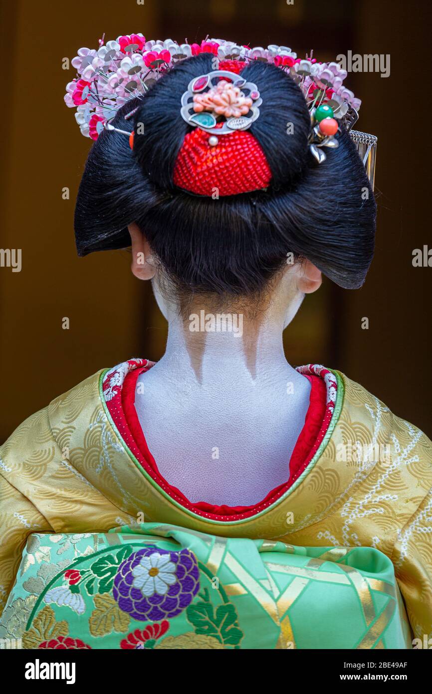 Portraits of a Maiko in Kyoto, Japan Stock Photo