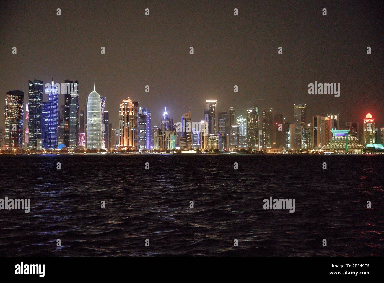 Doha night skyline Stock Photo