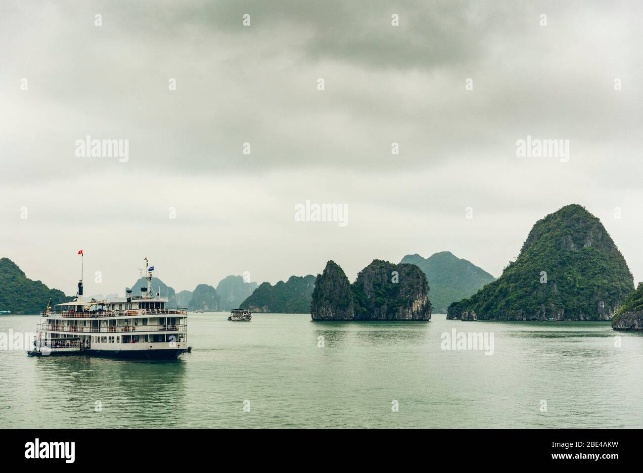 Tour boat in Ha Long Bay; Quang Ninh Province, Vietnam Stock Photo
