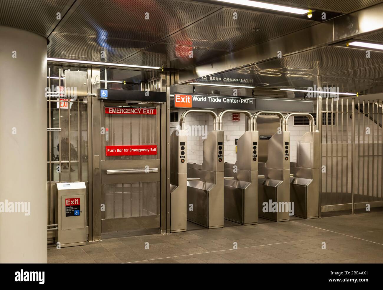 Exit of the Subway Station to the World Trade Center; New York City, New York, United States of America Stock Photo