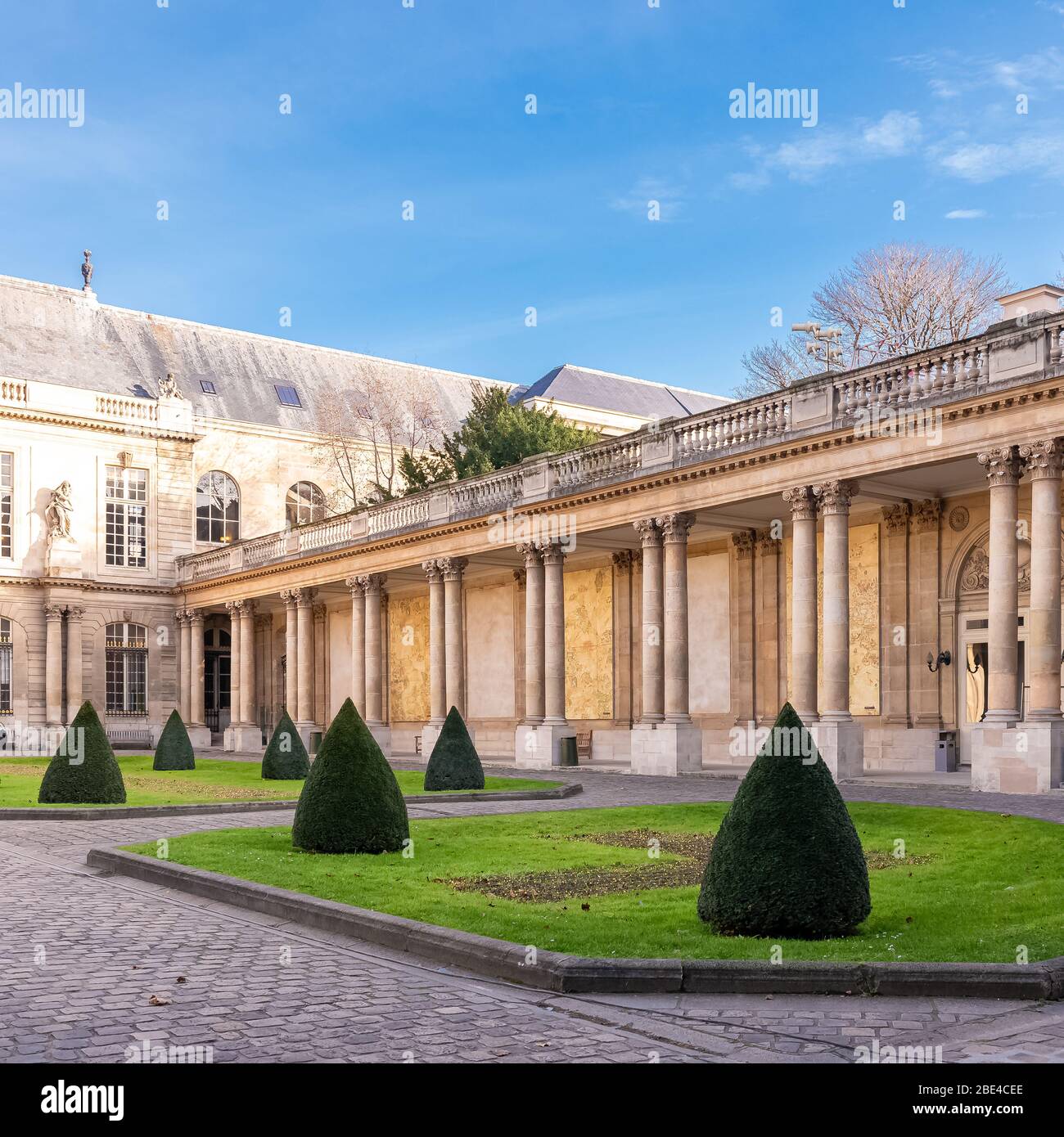 Paris, France, December 10th, 2019, the nationales Archives in the marais, public garden Stock Photo