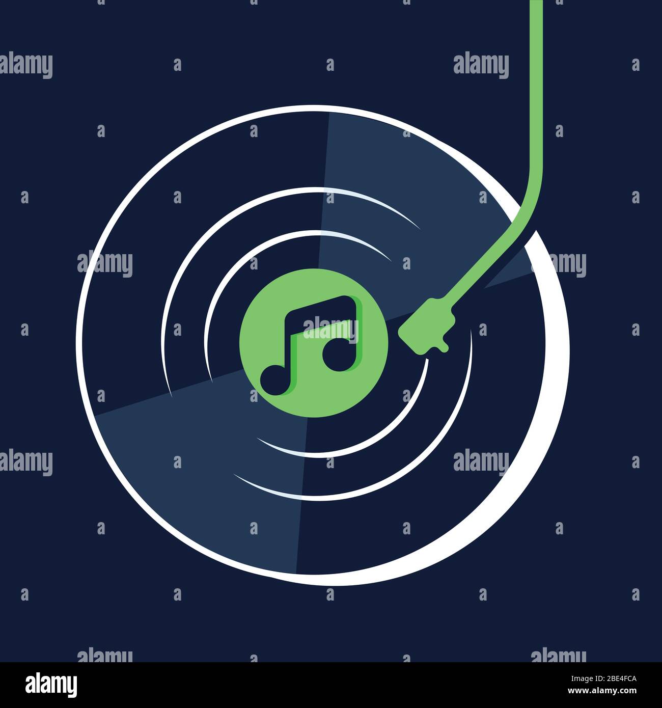 vinyl record music green vector with blue background graphic Stock