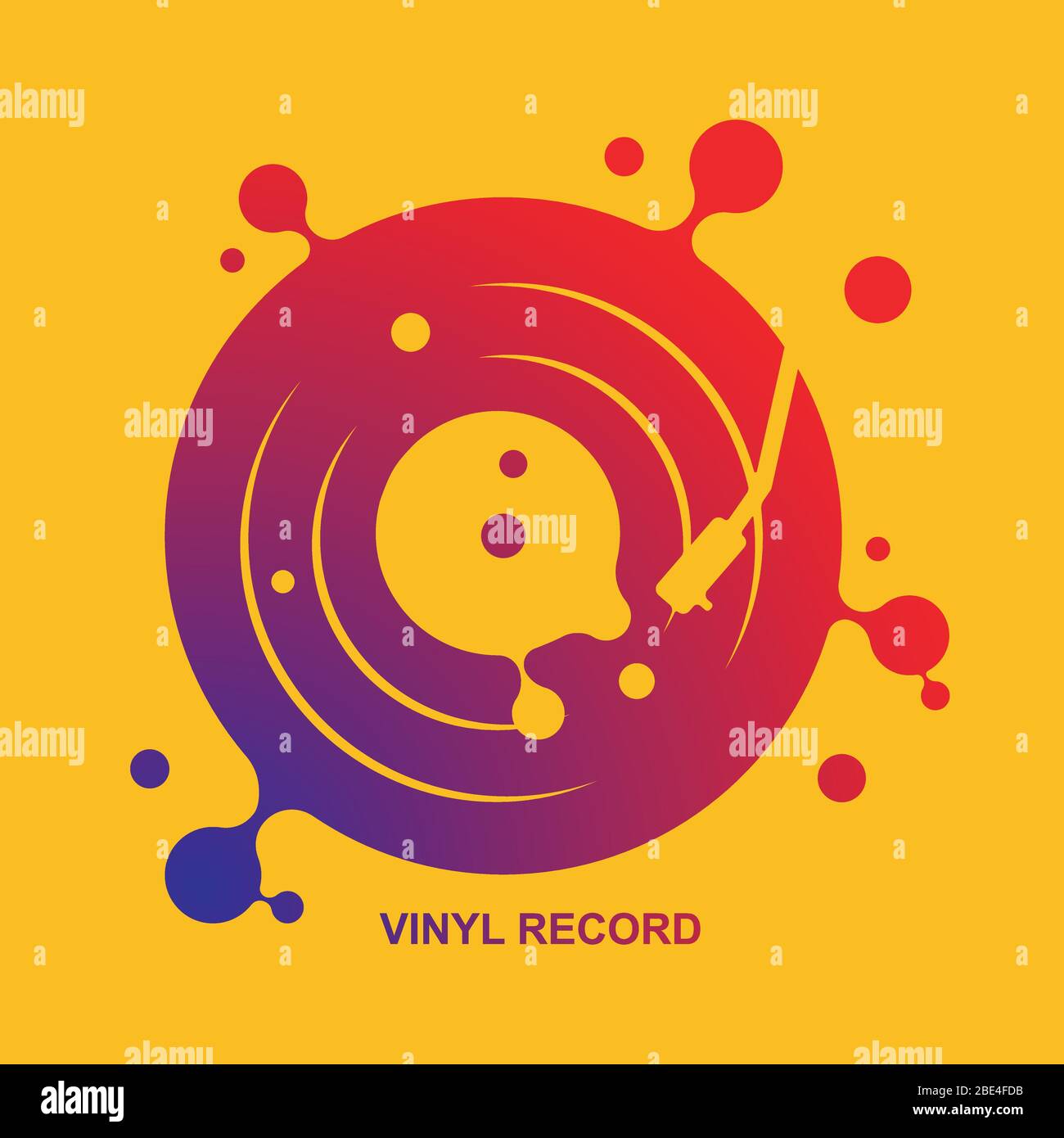 Abstract vinyl record liquid music vector with yellow  background graphic Stock Vector