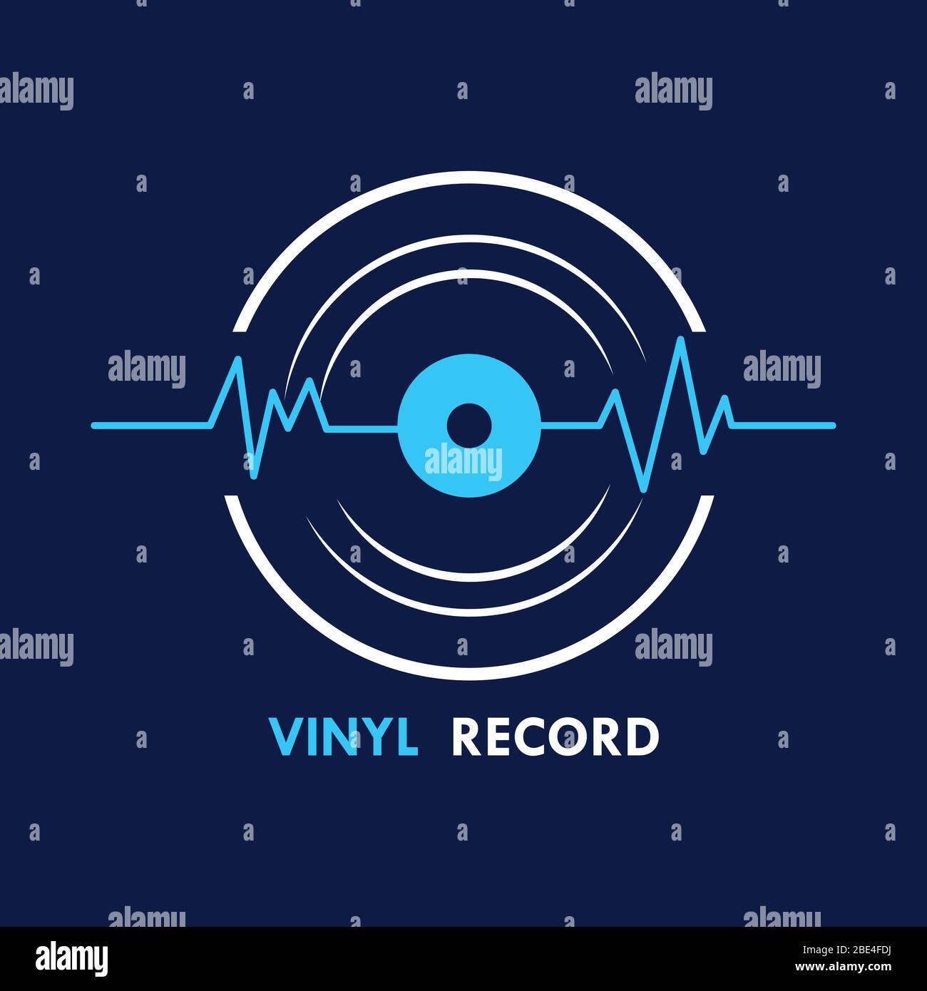 vinyl record music vector with wave sound icon on dark background ...