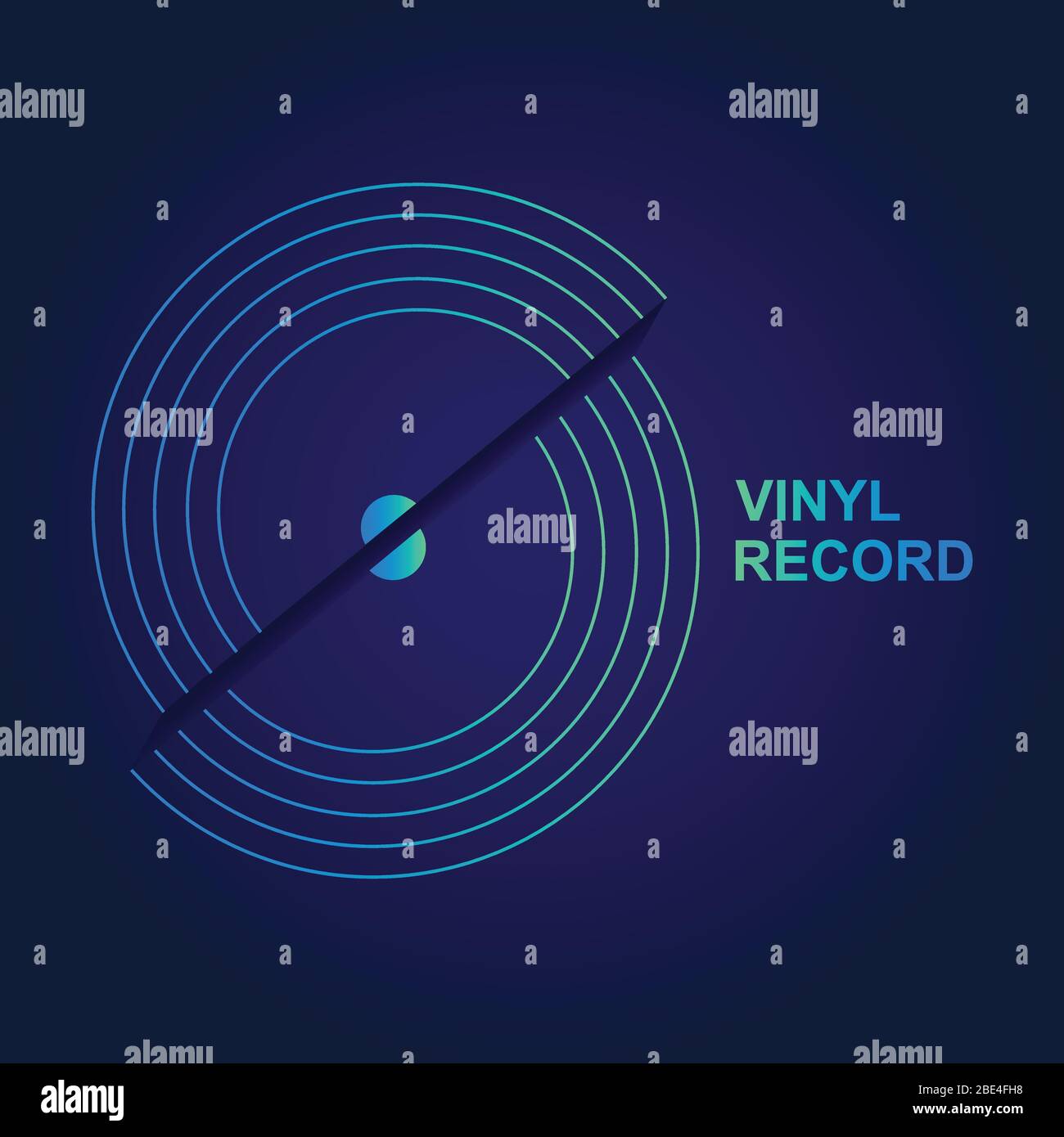 Abstract line color vinyl record music vector with blue background graphic Stock Vector