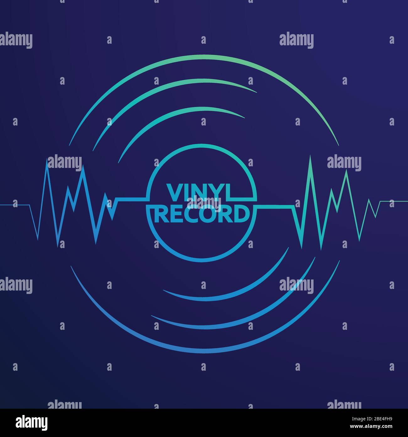 Abstract vinyl record wave music vector with blue background graphic Stock Vector