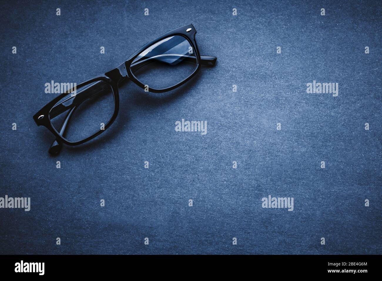 Eye Glasses or spectacle on black background. Selective focus Stock Photo