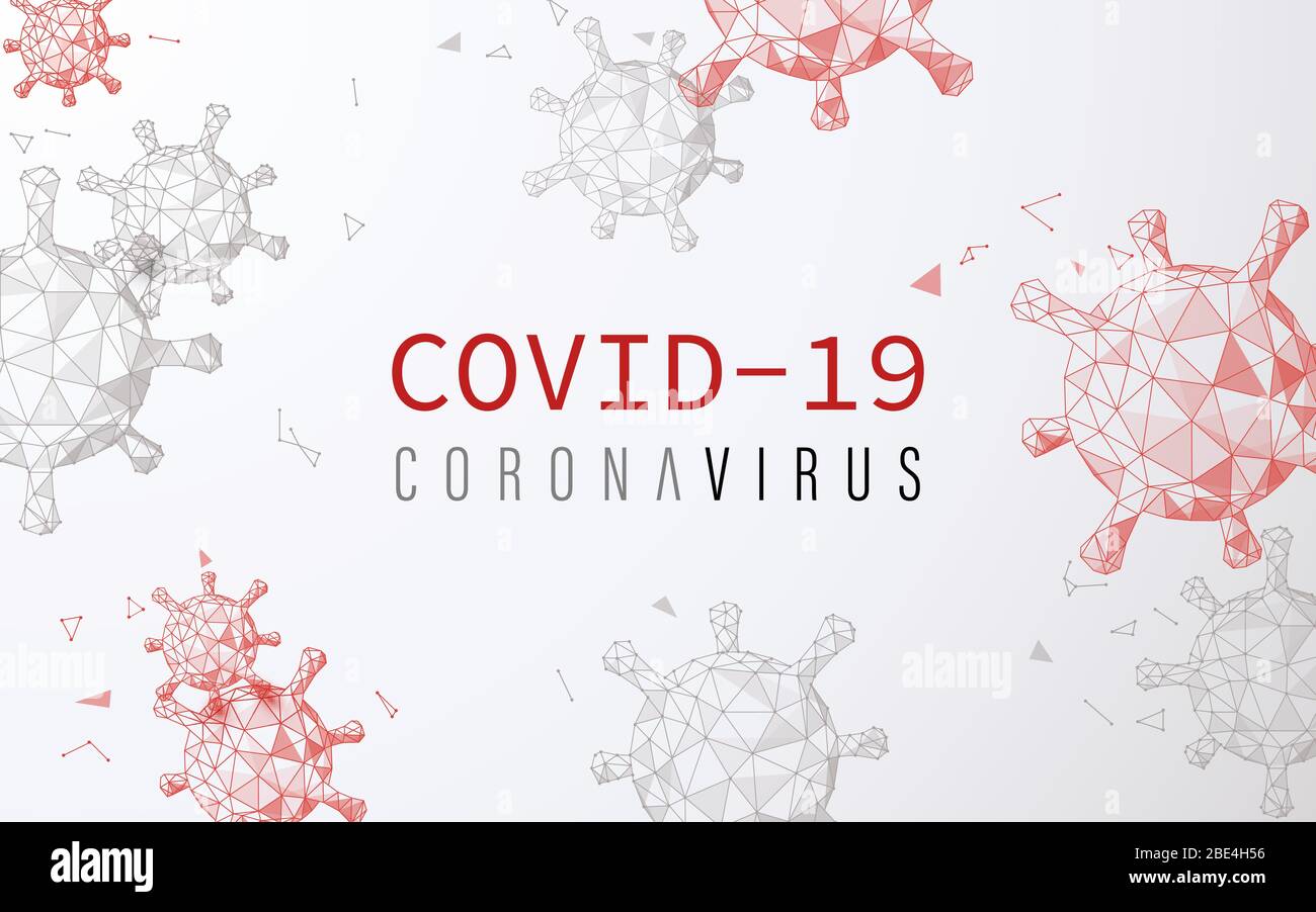 Abstract 3D of Coronavirus background. Close-up from microscope of virus. Virus Covid 19-NCP. Novel coronavirus. Low poly vector Stock Vector