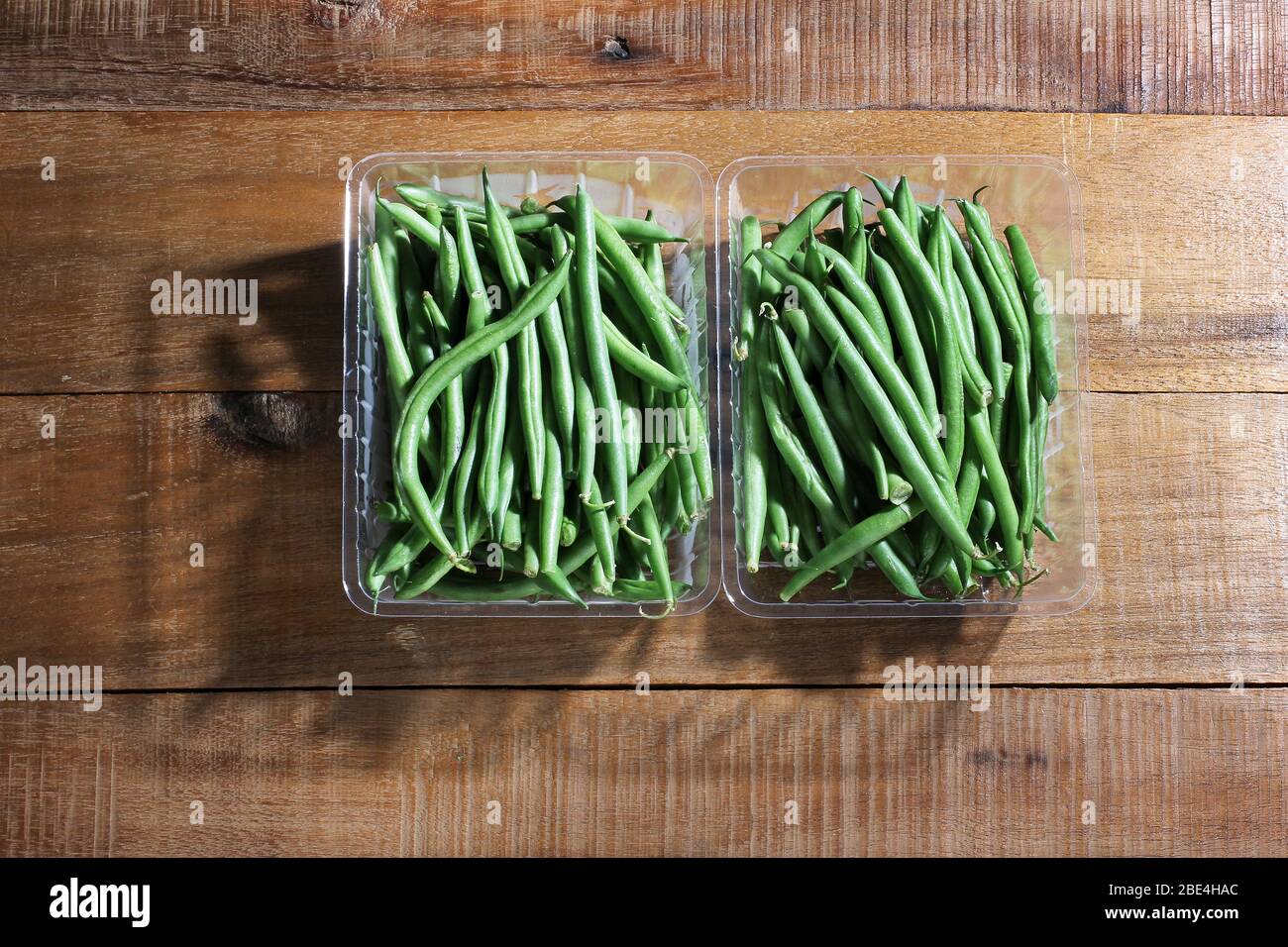 French Beans on Wooden Background Stock Photo