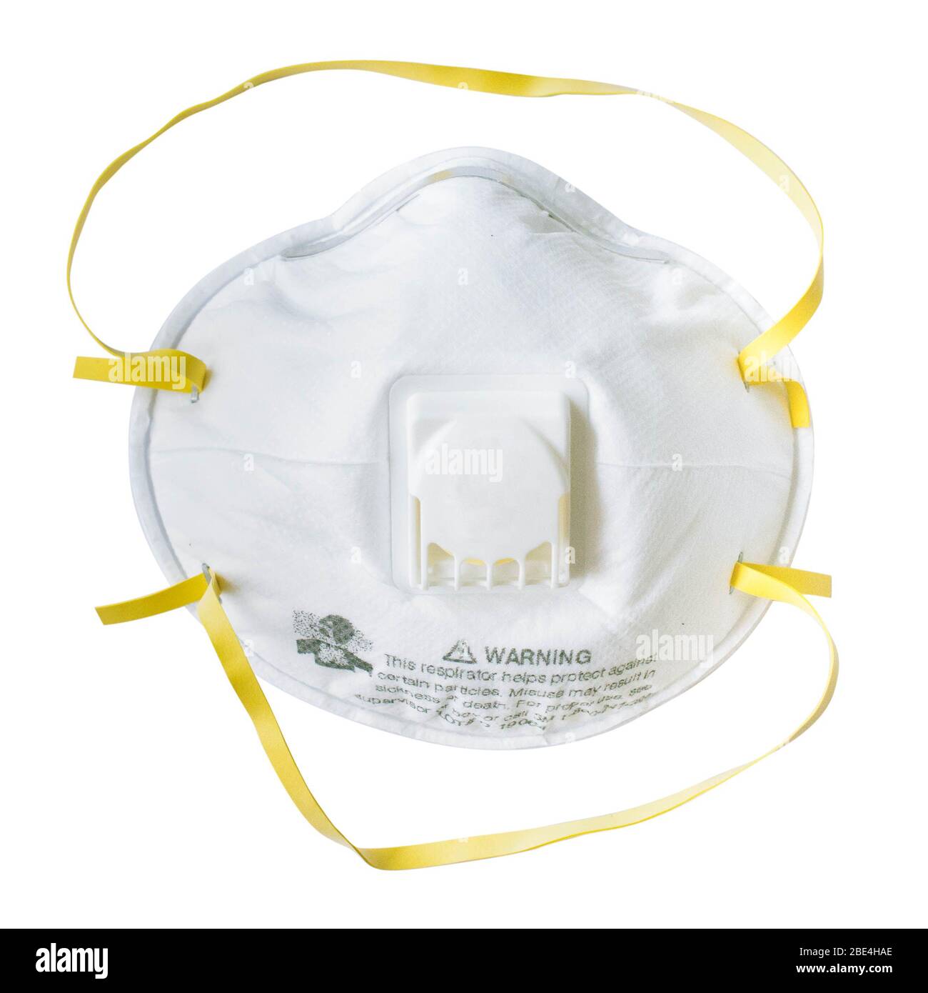 N95 respirator face mask for coronavirus control, isolated on white with clipping mask. Stock Photo
