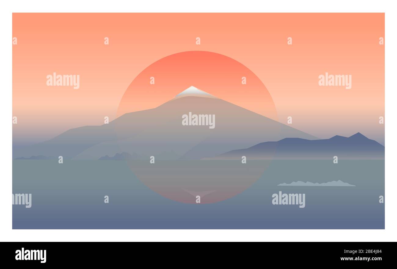 Mountain sunrise panoramic landscape vector Stock Vector