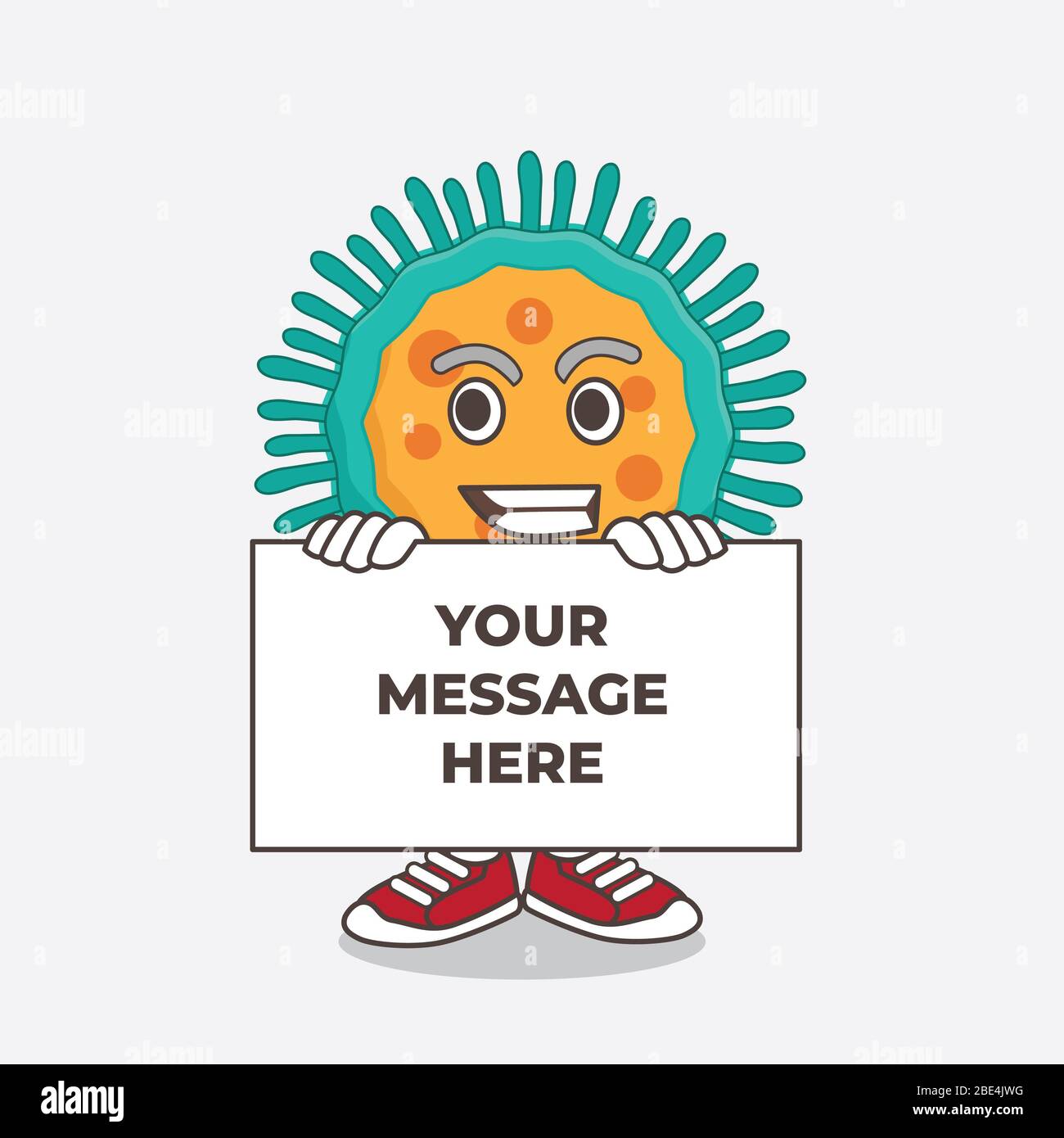 An illustration of Blue Virus cartoon mascot character with funny face ...