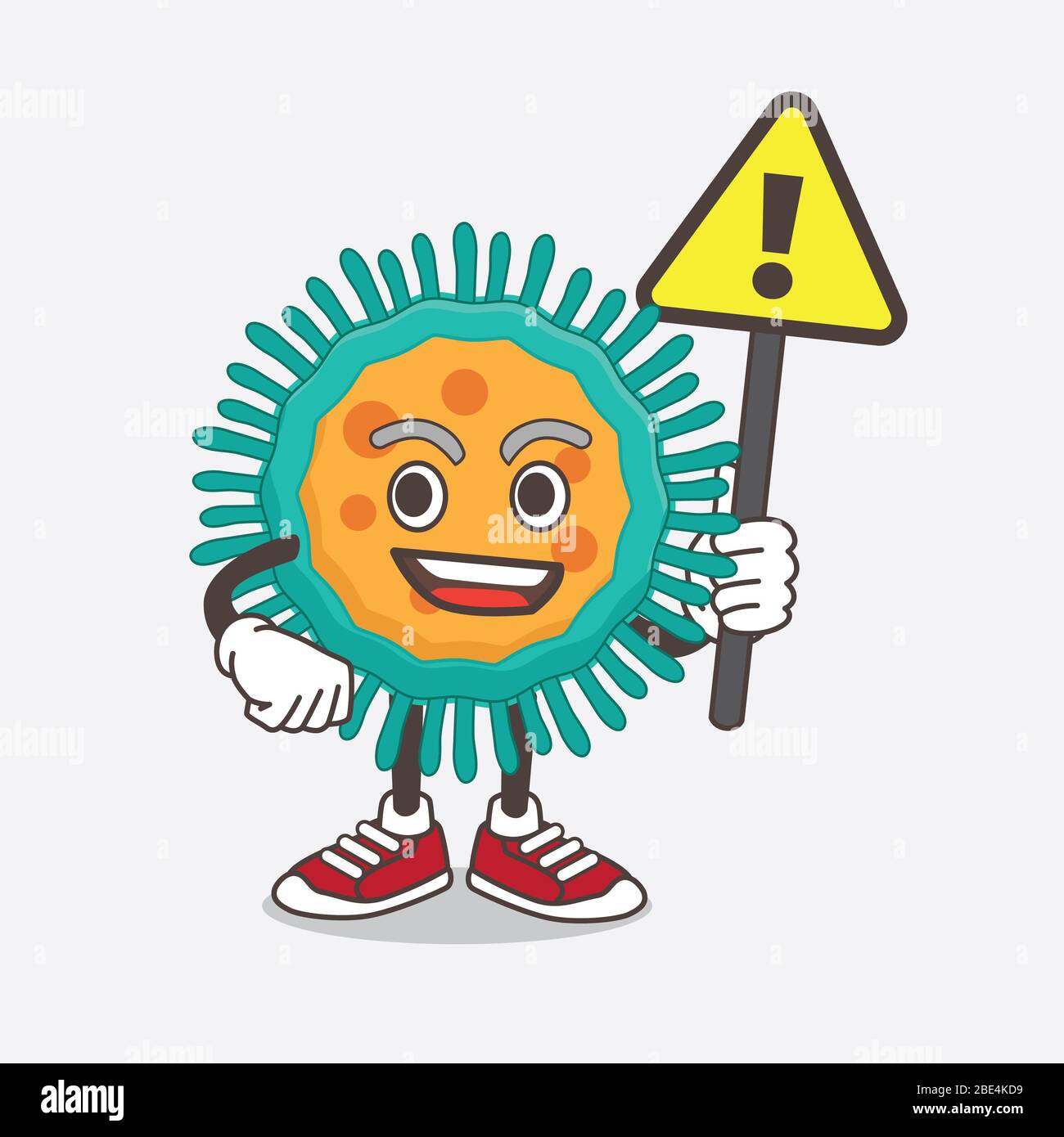 An illustration of Blue Virus cartoon mascot character rise up a ...