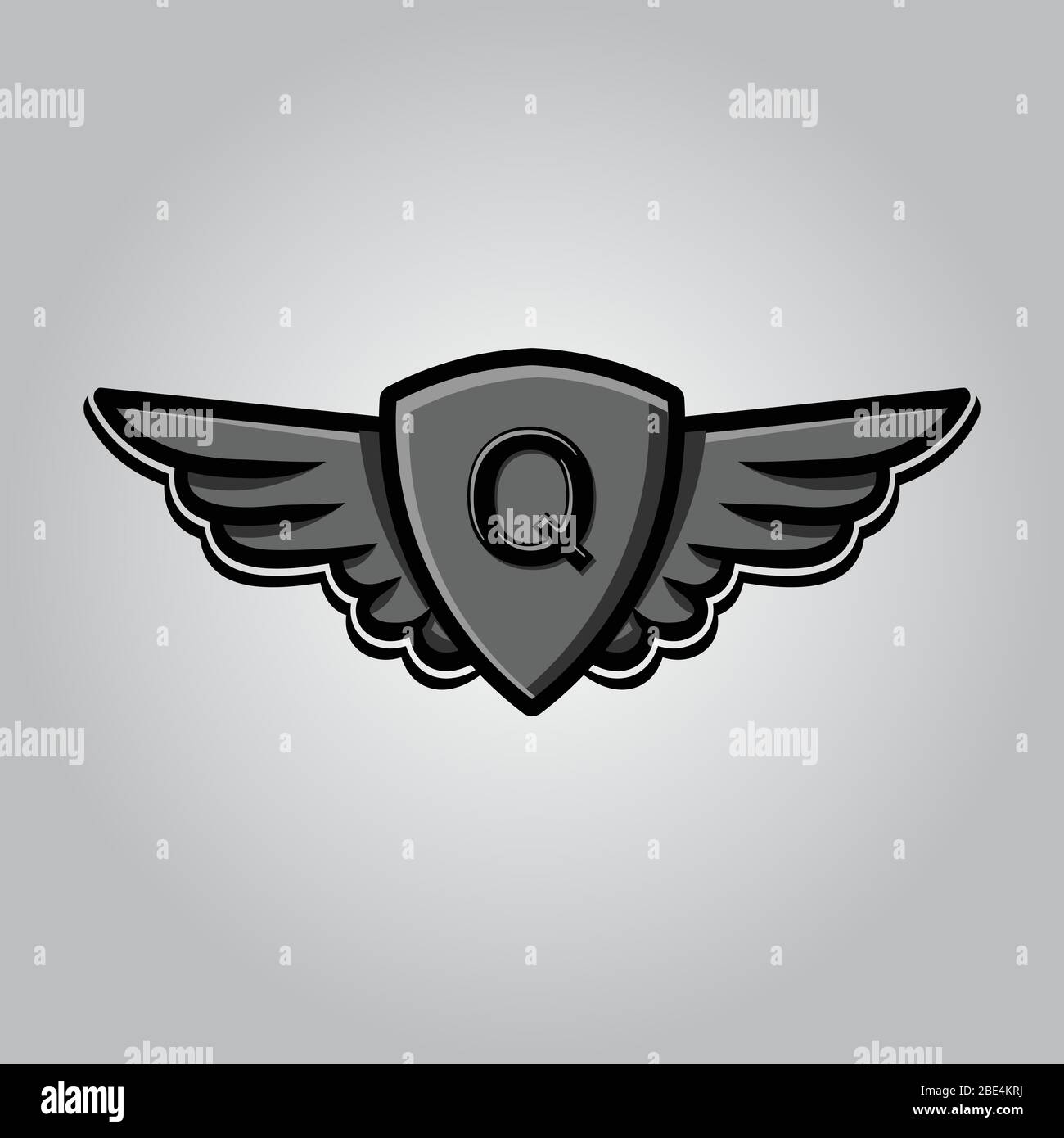 Initial Letter Q, Shield Security, wing logo design. Vector ...