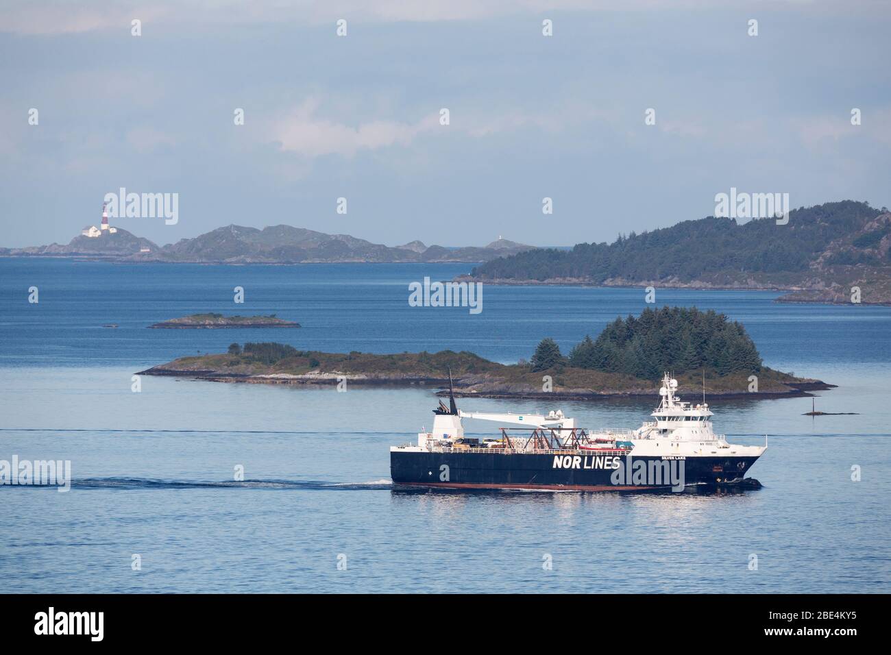 The Nor Lines' vessel Silver Lake off Florø. Stock Photo