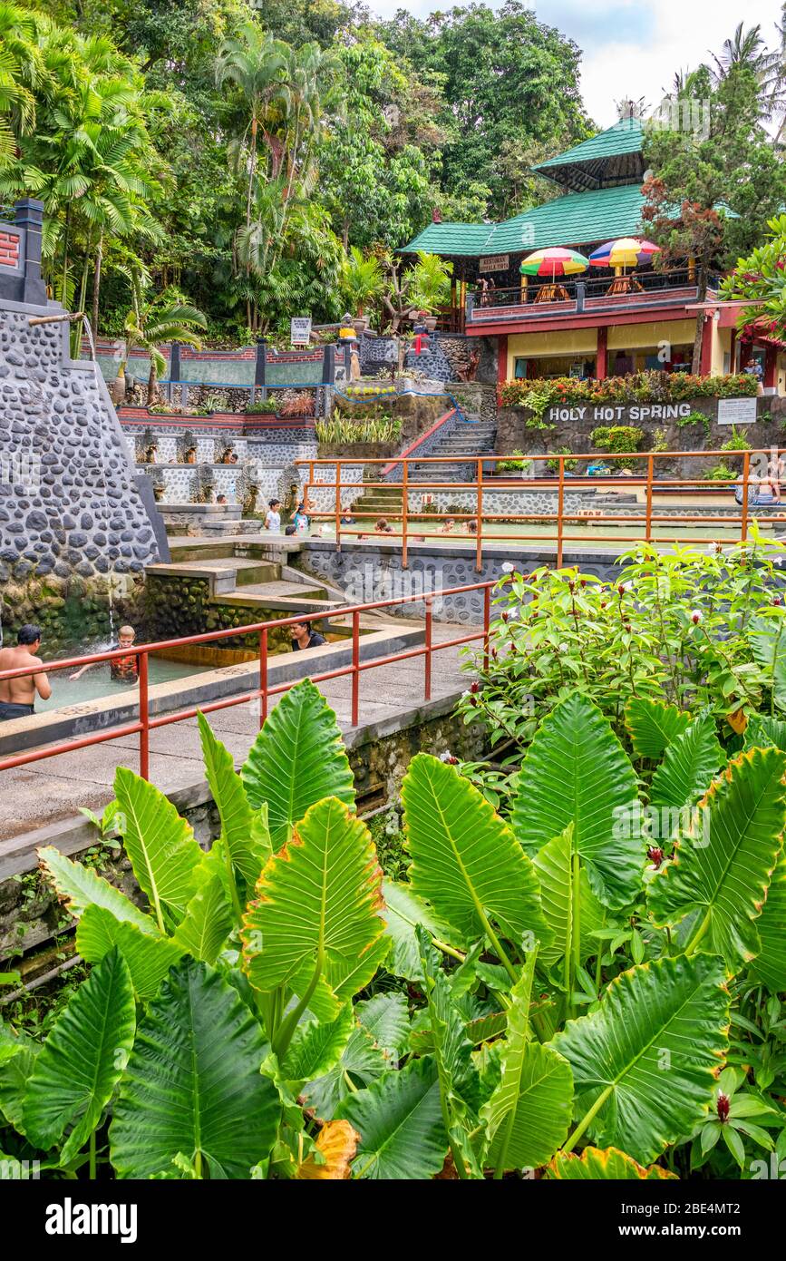 Vertical view of Banjar hot Springs in Bali, Indonesia. Stock Photo