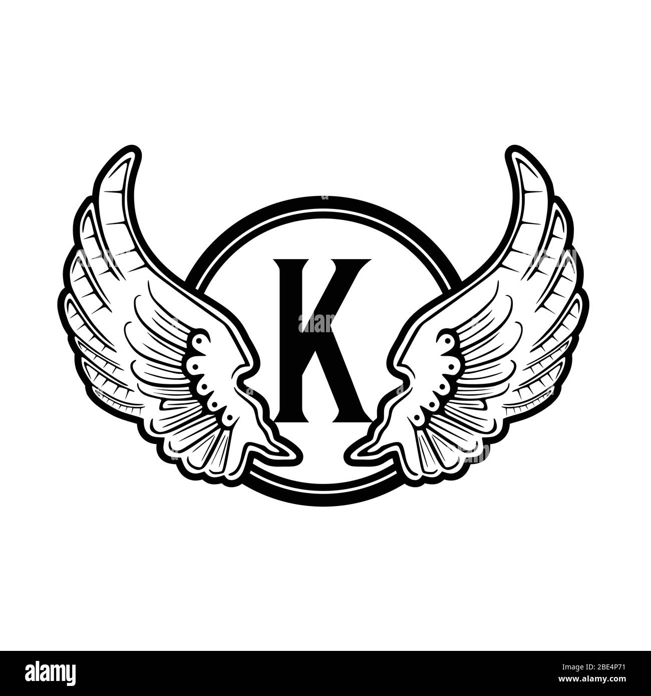 initial letter K Wing round badge logo design, isolated on white background  Stock Vector Image & Art - Alamy