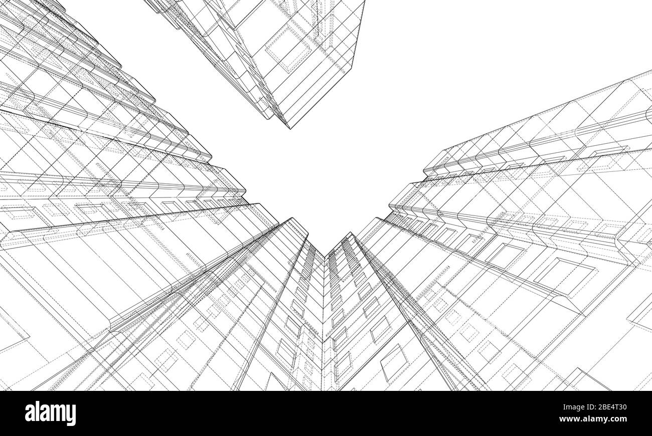 Frame Structures Vector Vector wire-frame model of a multi-storey building Stock Vector Image ...