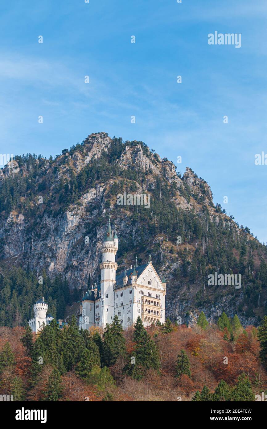 Neuschwanstein Castle in a beautiful autumn, Fussen, Bavaria, Germany Stock Photo