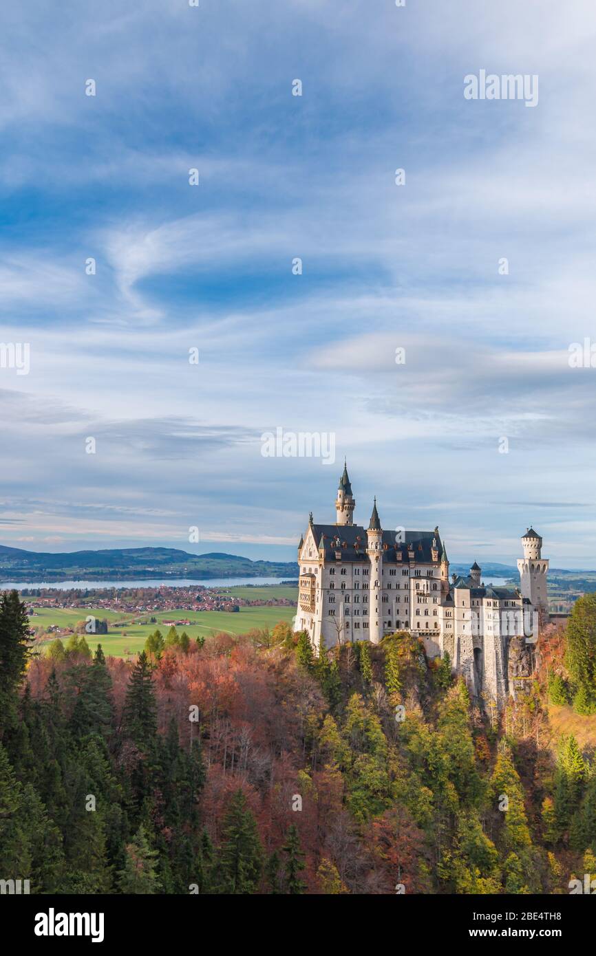 Neuschwanstein Castle in a beautiful autumn, Fussen, Bavaria, Germany Stock Photo