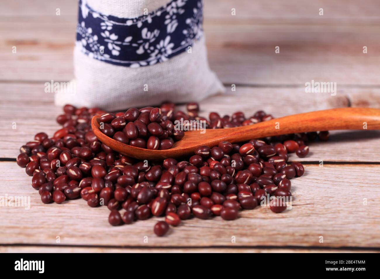 The red beans are in the bag Stock Photo
