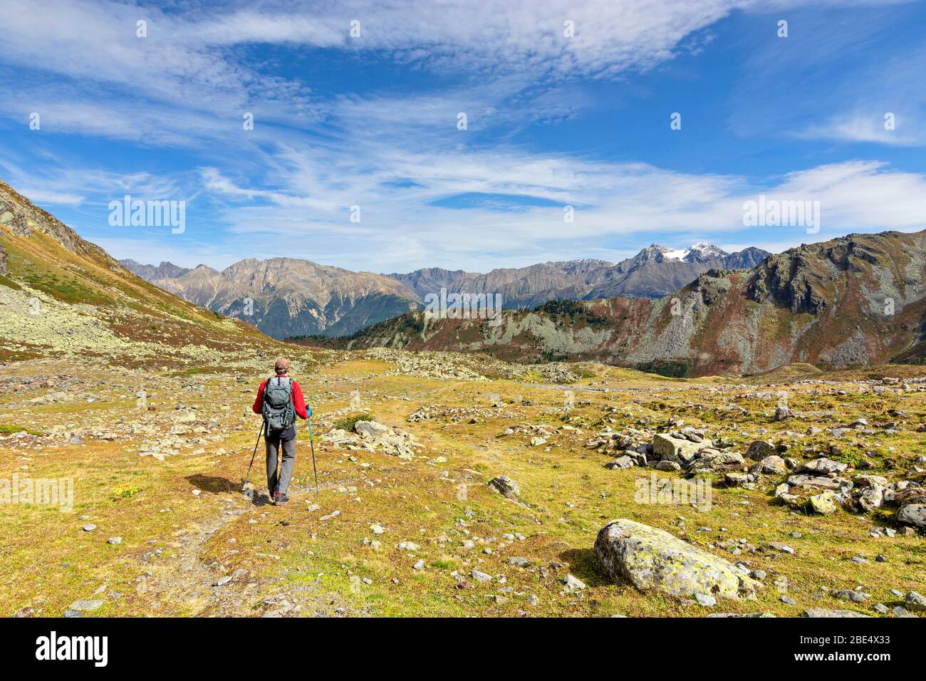 Man hiking in the mountains. Oetztal Alps, Tirol, Austria Stock Photo