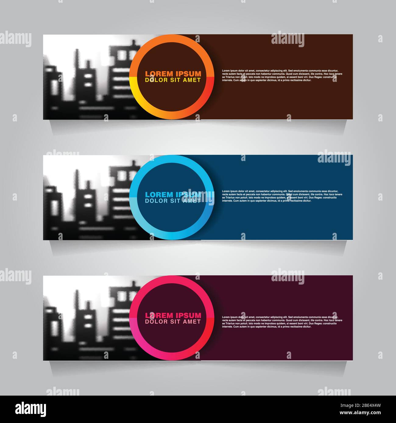 Set Horizontal Web banner. Building town brochure. Vector Illustration Stock Vector
