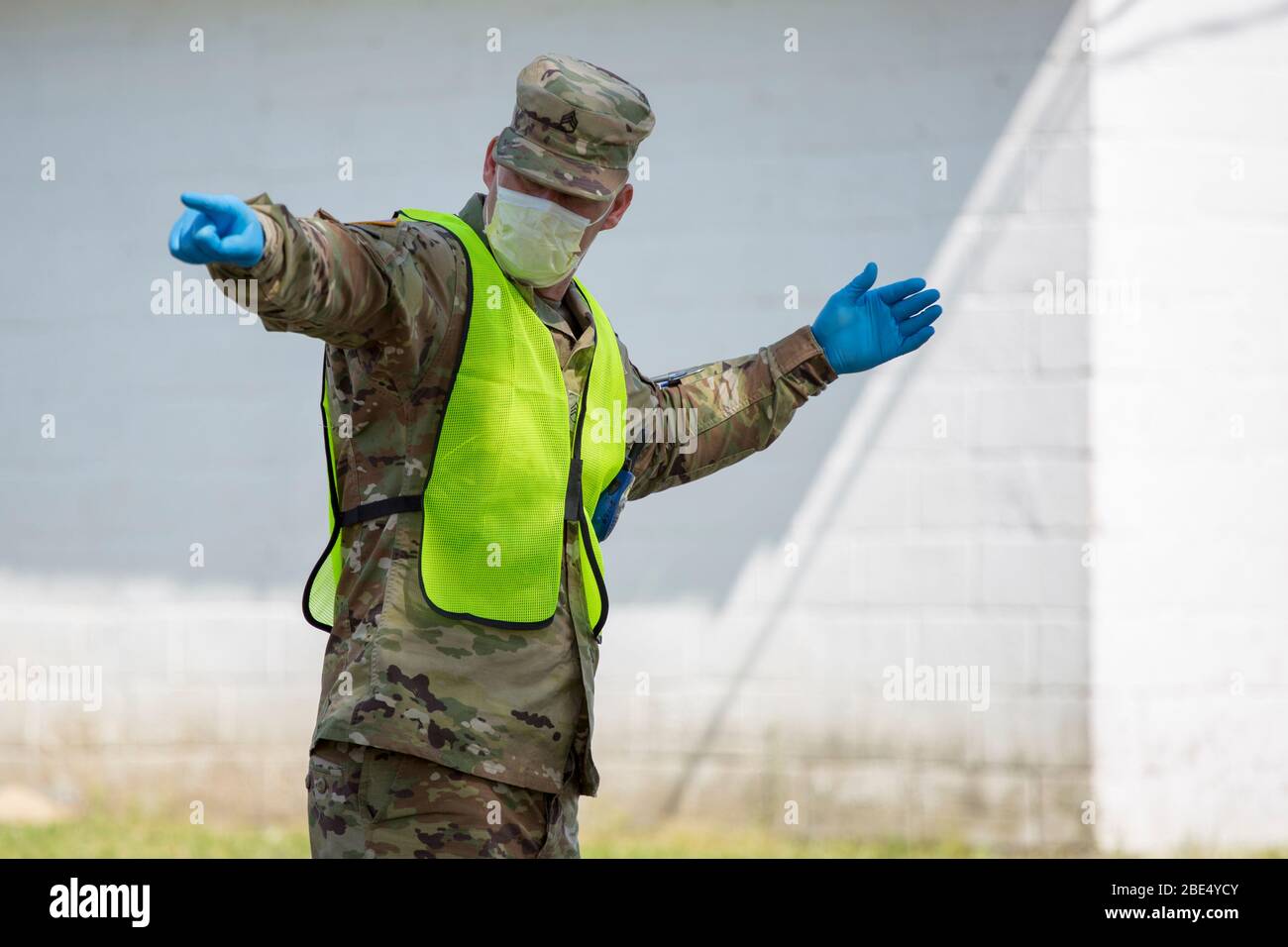 RIPLEY, USA - 10 Apr 2020 - U.S. Army Staff Sgt. Robert Wilson, a cavalry scout assigned to Troop B, 1st Squadron, 98th Cavalry Regiment, Mississippi Stock Photo