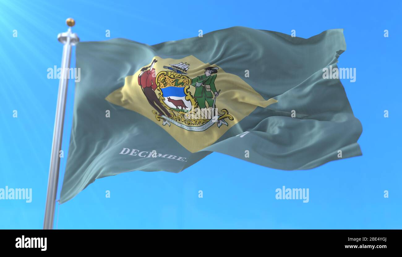 Flag of american state of Delaware, region of the United States Stock Photo