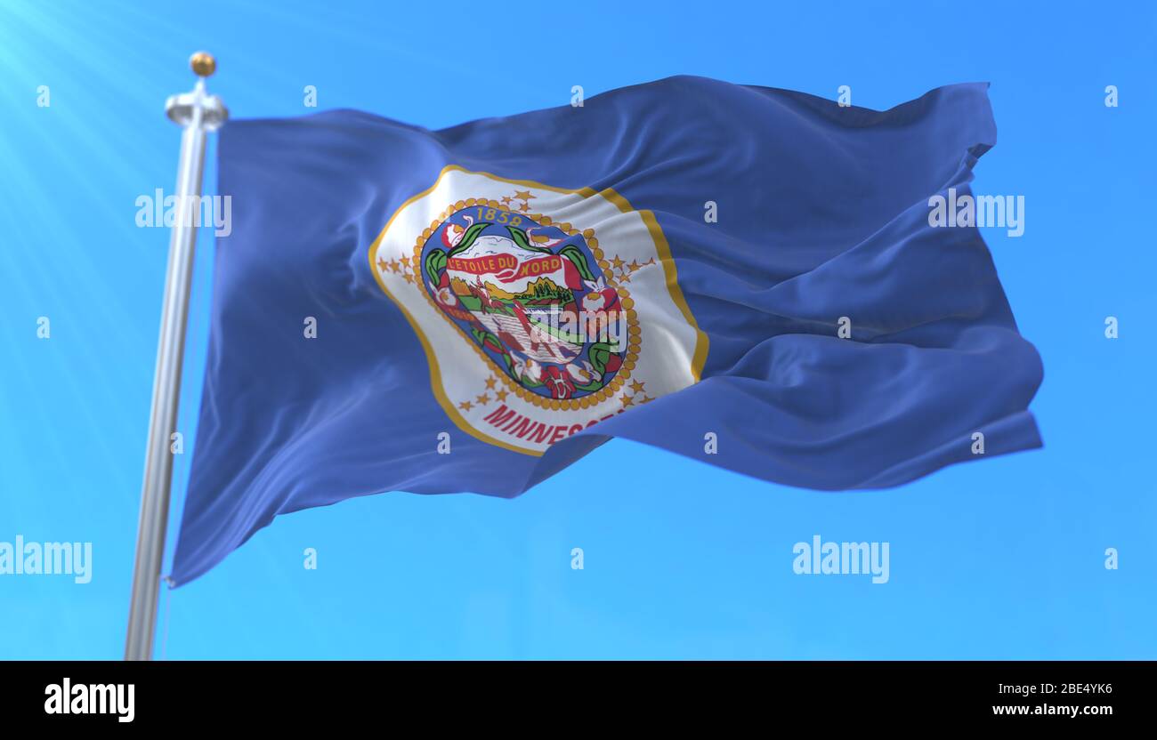 Flag of Minnesota state, region of the United States Stock Photo